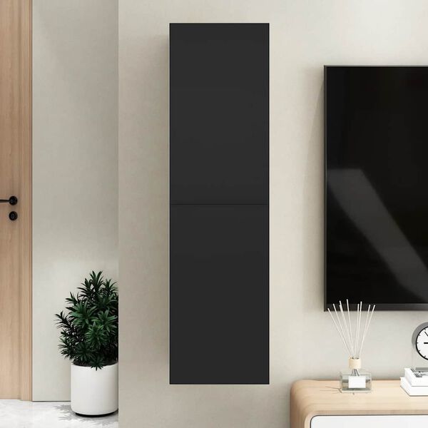 vidaXL Mueble pared TV madera contrachapada negro 30,5x30x110 cm
