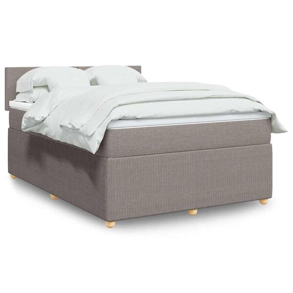 vidaXL Cama box spring con colch&oacute;n tela gris taupe 160x200 cm