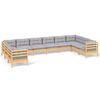 vidaXL Juego de muebles de jard&iacute;n 10 pzas y cojines madera pino gris