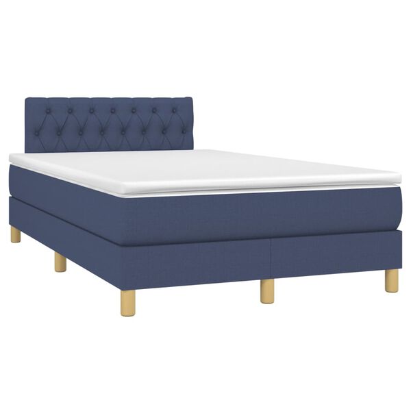 vidaXL Cama box spring con colch&oacute;n y LED tela azul 120x200 cm