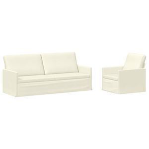 vidaXL Juego de Sof&aacute; 2 pcs Crema Tela de Pana