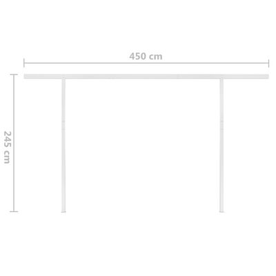 vidaXL Toldo manual retráctil con postes crema 4,5x3,5 m