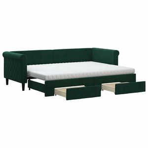 vidaXL Sof&aacute; cama nido con cajones terciopelo verde oscuro 80x200 cm
