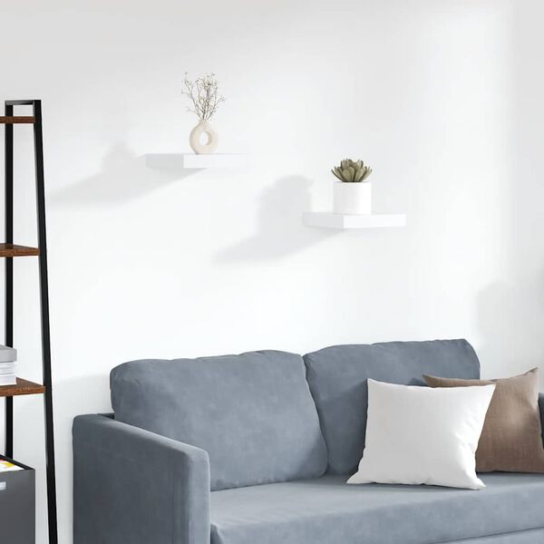 vidaXL Estante flotante pared 2 uds blanco y roble MDF 90x23,5x3,8 cm