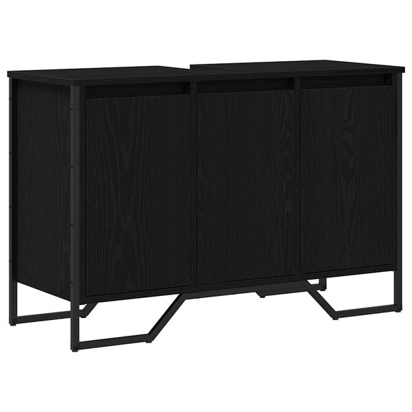 vidaXL Gabinete de Lavabo Otro con puerta Roble Negro 91 x 35 x 60 cm