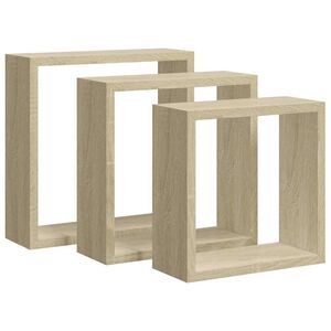 vidaXL Estantes cubo de pared 3 unidades roble Sonoma