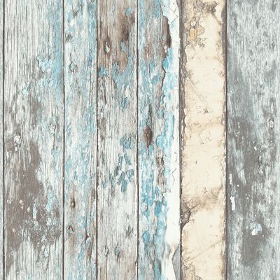 DUTCH WALLCOVERINGS Papel de pared pintado trozos madera azul PE10012