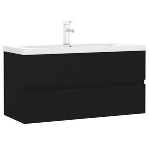 vidaXL Mueble con lavabo madera de ingenier&iacute;a negro