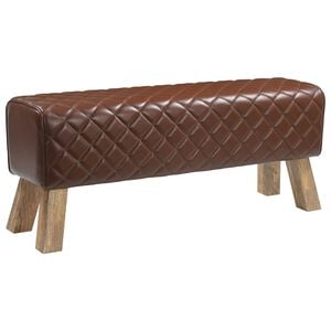 vidaXL Banco 110 x 30 x 45 cm Cuero Real Marr&oacute;n diamante