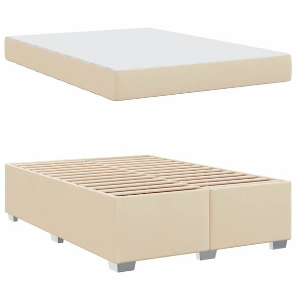 vidaXL Estructura de cama con colch&oacute;n Crema 140 x 200 cm tela