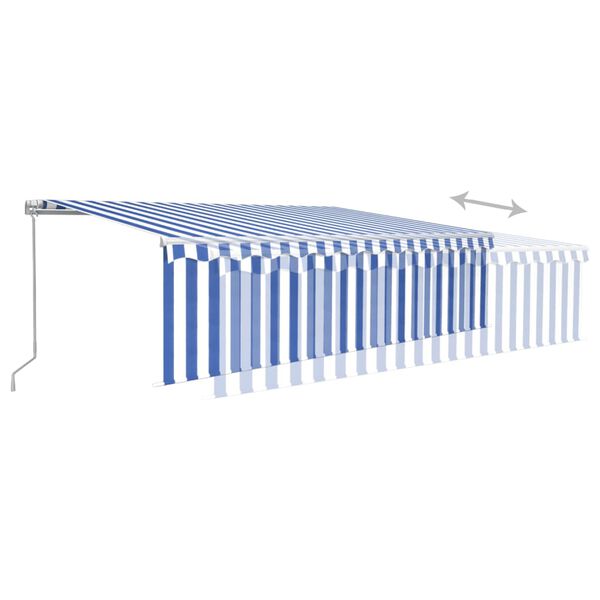 vidaXL Toldo retr&aacute;ctil manual con persiana azul y blanco 5x3 m