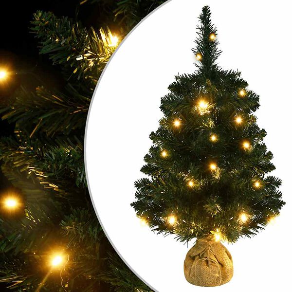vidaXL &Aacute;rbol de Navidad preiluminado con luces y soporte verde 60 cm