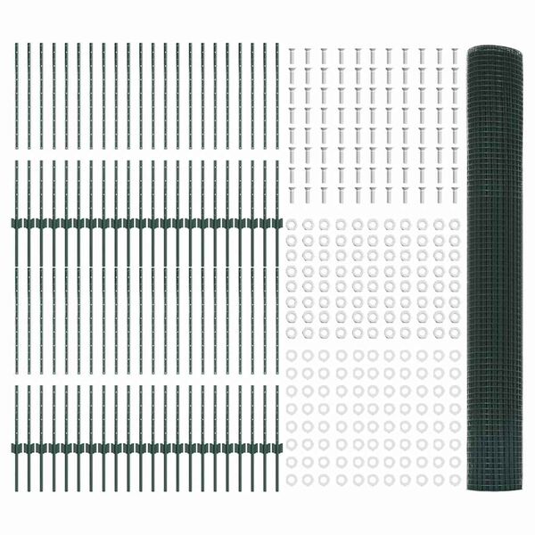 vidaXL Valla con Poste Verde 1 x 100 m Acero y PVC