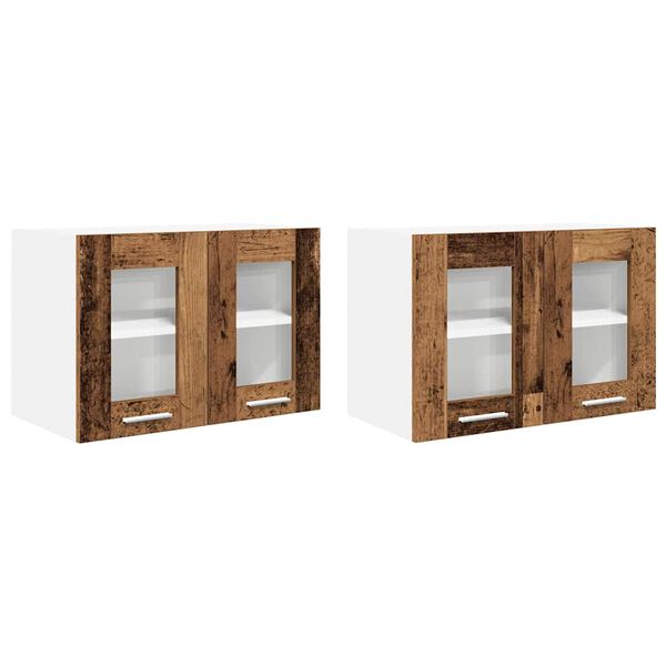 vidaXL Mueble colgante con puerta 2 pcs Madera vieja 60 x 31 x 40 cm