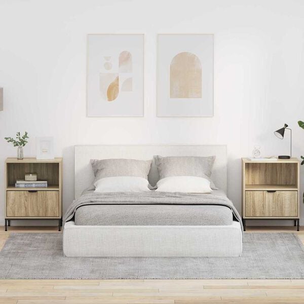vidaXL Armario de Noche con caj&oacute;n 2 pcs Roble Sonoma 49 x 36 x 61 cm