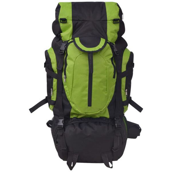 vidaXL Mochila de senderismo XXL negro y verde 75 l
