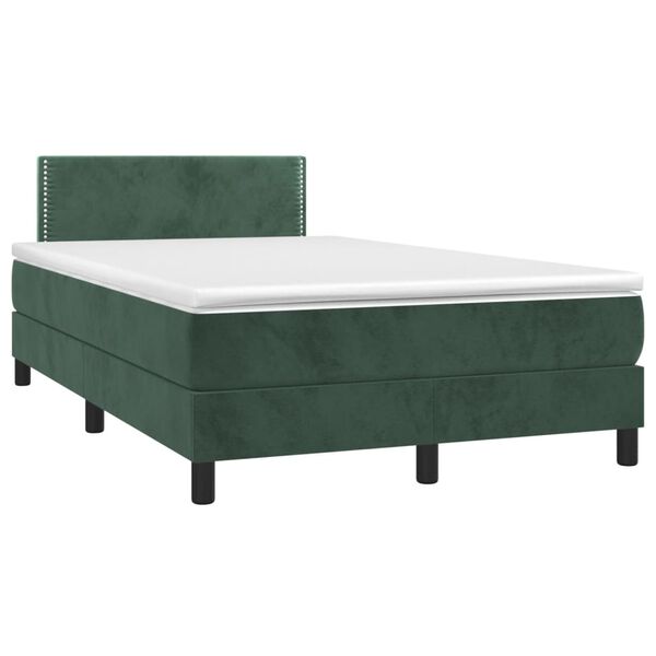 vidaXL Cama box spring con colch&oacute;n terciopelo verde oscuro 120x190 cm