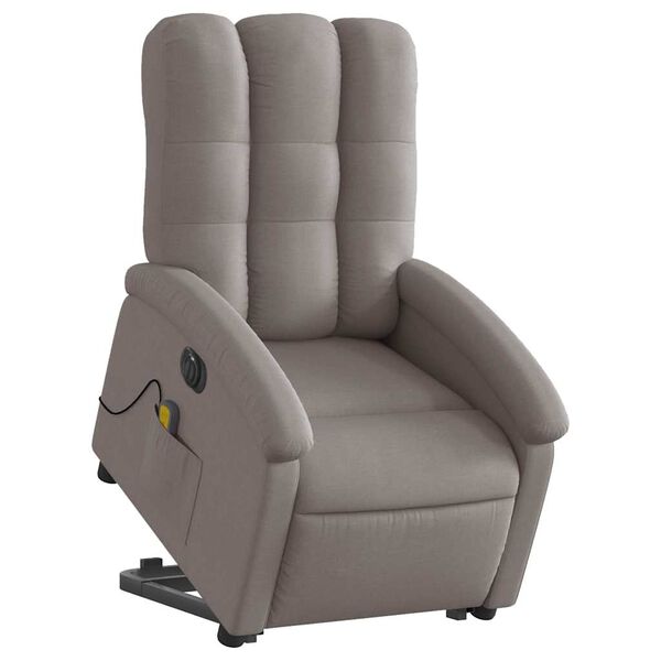 vidaXL Sill&oacute;n de masaje el&eacute;ctrico reclinable elevable tela taup&eacute;