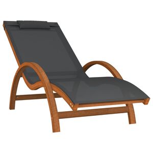 vidaXL Tumbona con coj&iacute;n textilene gris y madera maciza de &aacute;lamo