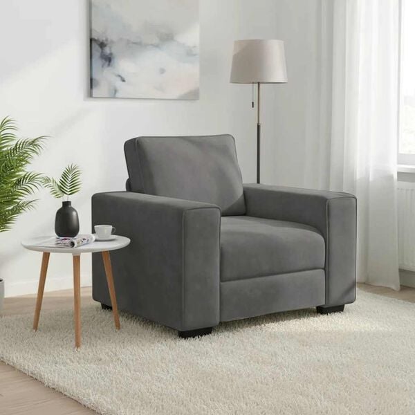 vidaXL Sill&oacute;n de terciopelo gris oscuro 100x77x82 cm