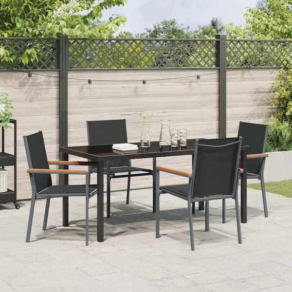 vidaXL Conjunto de Comedor de Jard&iacute;n 5 pcs Negro