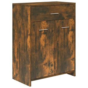 vidaXL Armario ba&ntilde;o madera contrachapada roble ahumado 60x33x80 cm