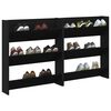 vidaXL Armario Zapatero con estante 2 pcs Roble Negro 85 x 18 x 90 cm