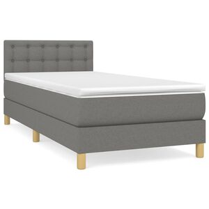 vidaXL Cama box spring con colch&oacute;n tela gris oscuro 80x200 cm