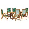 vidaXL Set de comedor jard&iacute;n 7 pzas tela madera maciza estampado hojas