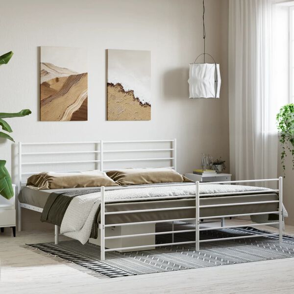 vidaXL Estructura cama sin colchón con estribo metal blanco 180x200 cm