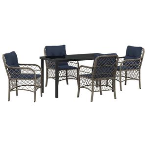 vidaXL Conjunto de Comedor de Jard&iacute;n 5 pcs Gris y Negro Rat&aacute;n