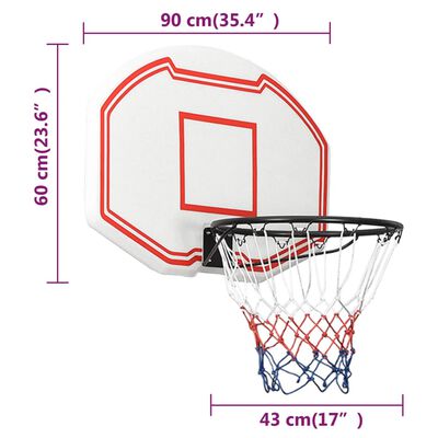 vidaXL Tablero de baloncesto polietileno blanco 90x60x2 cm