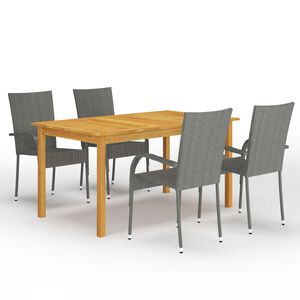 vidaXL Juego de comedor para jard&iacute;n 5 piezas gris