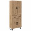 vidaXL Aparador alto con caj&oacute;n Roble artesanal 69,5 x 34 x 180 cm