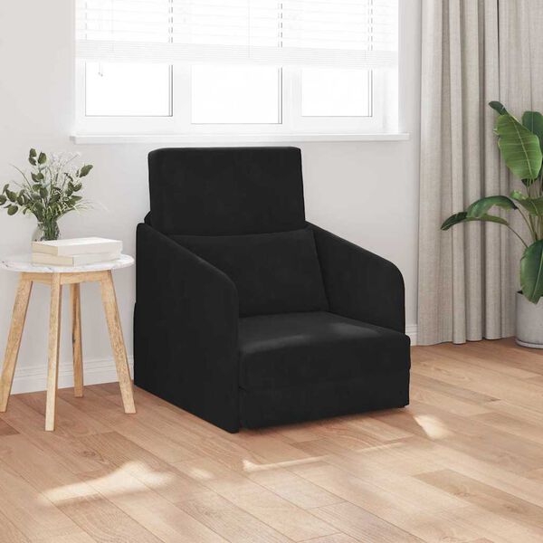 vidaXL Sof&aacute; cama Negro 65 x 80 x 83 cm Terciopelo