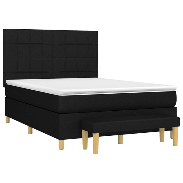 vidaXL Cama box spring con colch&oacute;n tela negro 140x190 cm
