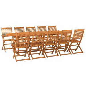 vidaXL Set comedor de jardín 13piezas madera maciza acacia 280x90x75cm