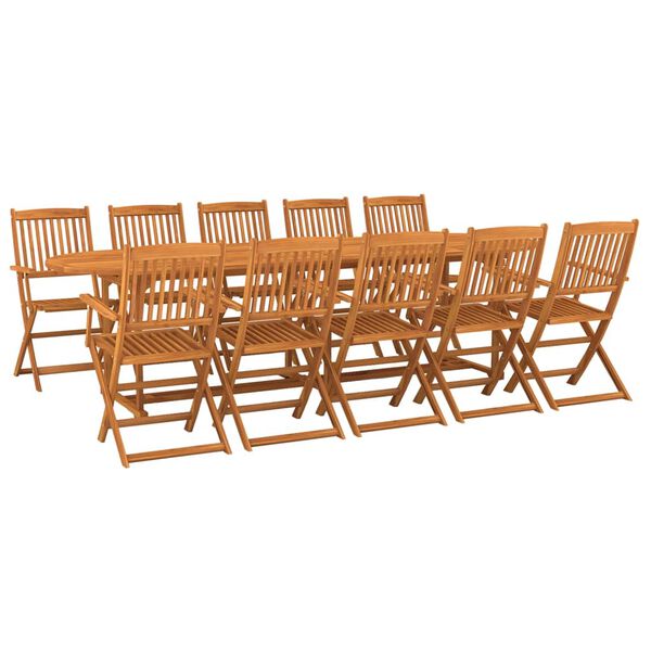 vidaXL Set comedor de jardín 13piezas madera maciza acacia 280x90x75cm