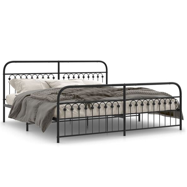 vidaXL Estructura cama sin colch&oacute;n con estribo metal negro 200x200 cm