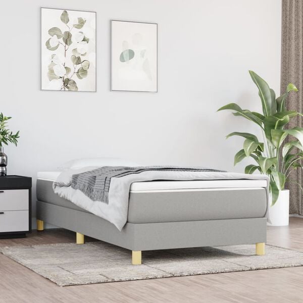 vidaXL Estructura de cama con somier tela gris claro 90x200 cm