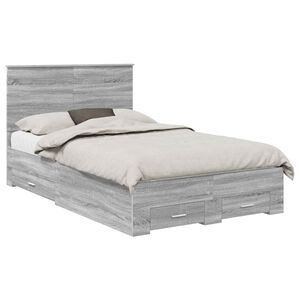 vidaXL Estructura de cama con cabecera Gris Sonoma 135 x 190 cm
