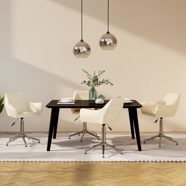 vidaXL Sillas de comedor giratorias 4 unidades tela crema