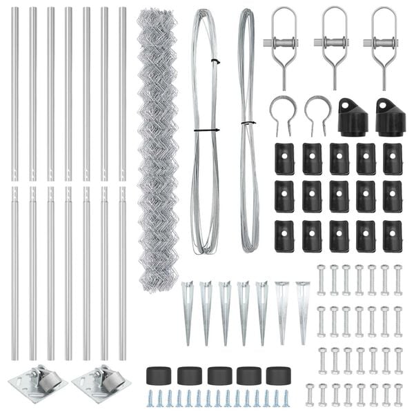 vidaXL Poste de Valla Plateado 10 x 1,5 m (malla de 60 x 60 mm) Acero