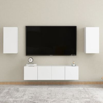 vidaXL Juego de mueble para TV de 4 piezas madera de ingeniería blanco