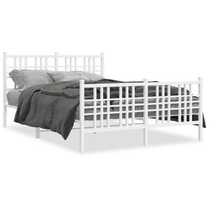 vidaXL Estructura cama sin colch&oacute;n con estribo metal blanco 140x190 cm