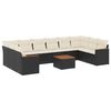 vidaXL Set de sof&aacute;s de jard&iacute;n 11 pzas y cojines rat&aacute;n sint&eacute;tico negro