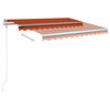 vidaXL Toldo autom&aacute;tico LED sensor de viento naranja marr&oacute;n 300x250 cm