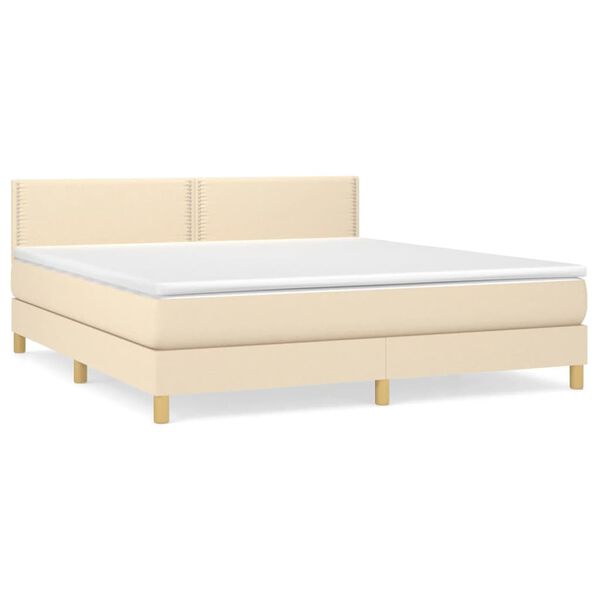 vidaXL Cama box spring con colch&oacute;n tela color crema 180x200 cm