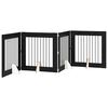 vidaXL Puerta para perros plegable con soportes 4 pcs Roble Negro