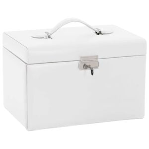 vidaXL Joyero de 3 niveles con espejo y cerradura blanco 26x18x17,5 cm